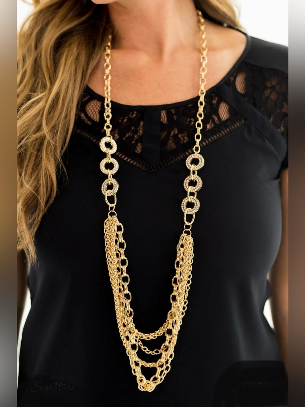 Gold Multi-Chain Statement Necklace & Earrings Set